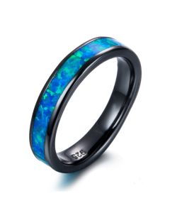 European And American Fashion Black Gold Opal Ring