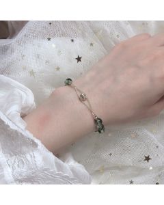 14k Gold Natural Green Ghost Crystal Bracelet