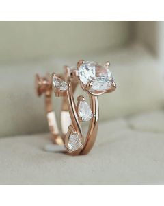 Leaf shaped zircon ring