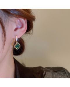 Gold Plated Emerald Zircon Flower Earrings