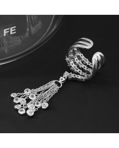 Fashion Zircon Platinum Plated Tassel Ring