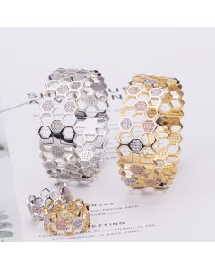 Honeycomb Diamond Bracelet Co-built Love Nest Ring