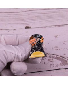 Galaxy And UFO Brooch Mysterious Universe Space Badge