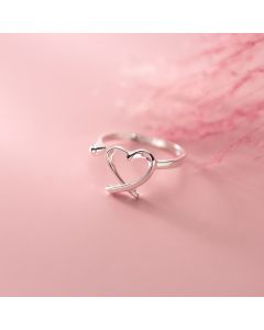 S925 Silver Simple Style Hollow Line Love Ring
