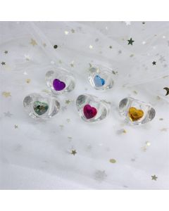 New Love Girl Diamond Ring Net Red Resin Transparent White