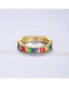 Color Zircon Net Red Retro Rainbow Color European Beauty Ring Niche Jewelry