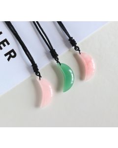 Natural Crystal Crafts Powder Crystal Aventurine Jade Crescent Pendant