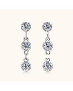 Temperament Wild Moissanite Stud Earrings Female Tassel Eardrops Special-interest Design High Sense S925 Sterling Silver Earrings Wholesale