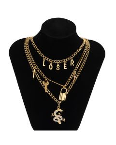 Letter Sword-shaped Key Clavicle Necklace