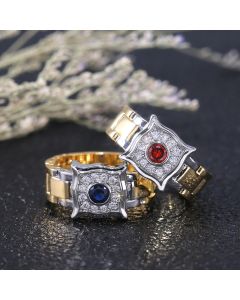 Separated round diamond men's ring