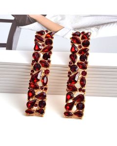 Fashion Alloy Long Color Vertical Diamond Earrings
