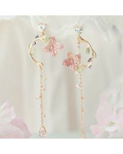 French Gentle Long Asymmetrical Pearl Earrings