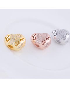 Micro-set zircon heart-shaped perforated beads