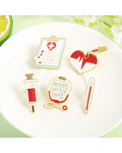 Medical Equipment Series Chest Needle Stethoscope Syringe Thermometer Record Book Guard Health Combination Badge