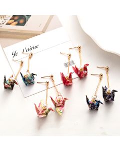 Thousand Paper Crane Earrings Without Pierced Ear Clips