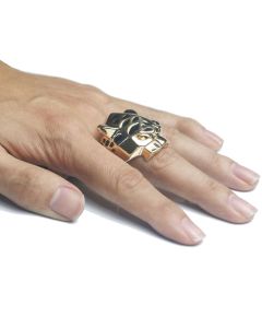 Leopard Ring Animal Ring Classic Electroplated Two-color Alloy Dripping Oil European And American E-commerce Men's Ring