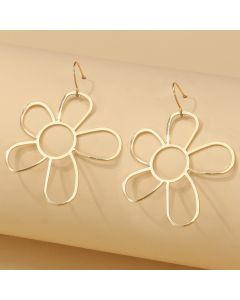 Fashionable Simple Metal Hollow Flowers Thin Earrings