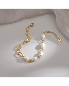 Women's 14K Gold Stitching Pearl Special-interest Design High-grade Bracelet