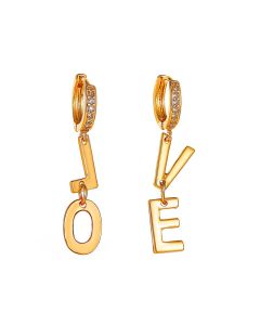 Earrings Fashion Creative Asymmetric Letter Earrings Female Temperament Hipster Simple LOVE Ear Buckle
