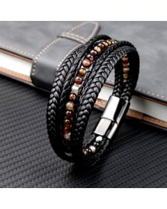 Leather Stainless Steel Multilayer Men's Bracelet