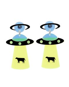 UFO Spaceship Alien Exaggerated Funny Earrings