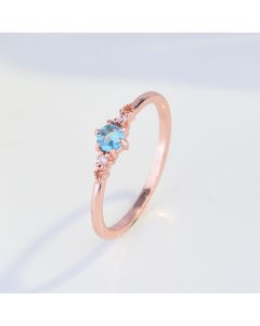 Women's 18k Platinum Plated Imitation Aquamarine Ring
