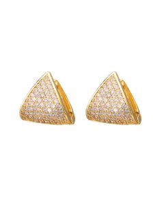 Explosive Fashion Creative Copper Ear Buckle Micro Diamond Geometric Earrings Women