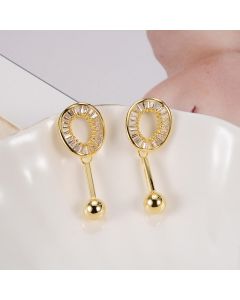 Hollow Row Of Pearl Retro Earrings