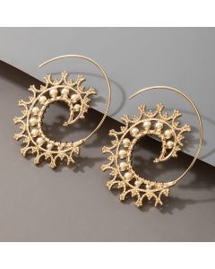 Personalized Retro Spiral Creative Geometric Exaggerated Swirl Gear-shaped Earrings