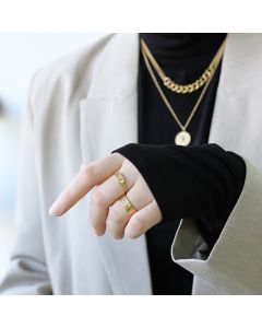 Retro Totem Diamond Checker Set Ring Combination