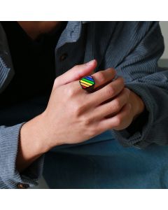 Titanium Steel Rainbow Drip Ring Stainless Steel Gay Geometric Plane Gay Ring
