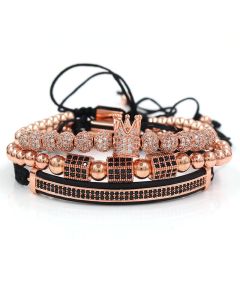 Hexagonal Column Double Row Drill Crescent Bracelet