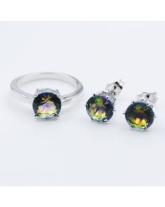 8mm Colorful Stone Stud Earrings Set