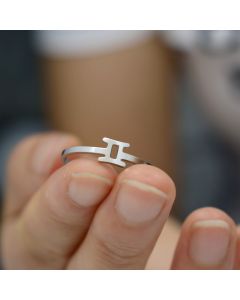 QIAMNI 12 Zodiac Constellation Ring Aries Taurus Gemini Cancer Virgo Libra Scorpius Sagittarius Rings Horoscope Jewelry Gifts