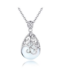 Sterling Silver Necklace Hollow Vintage Crystal Pendant