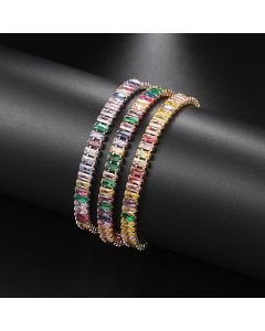 Colored Zircon Fashion Bracelet Rectangular