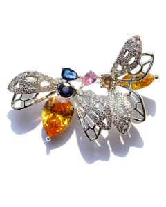 Luxurious Double Bee Brooch With Micro-inlaid Zircon