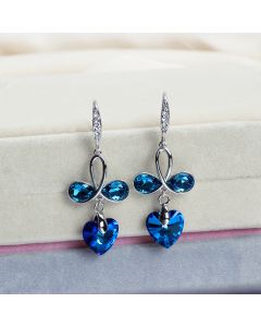 Exaggerated Temperament Earrings Sea Heart Blue Crystal Earrings