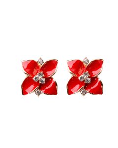 Multicolor Flower Stud Earrings With Diamonds