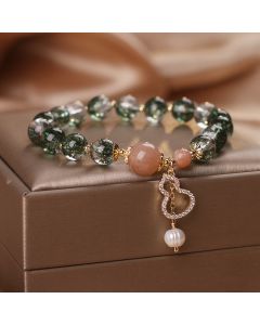 Special-interest Design Green Phantom Quartz Crystal Bracelet Female Fu Lu Gourd