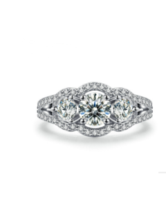 European and American fashion women's ring AAA zircon micro-plated white gold women's ring