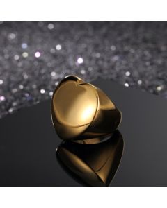 Titanium Steel 18K Gold Plated Mirror Polished Heart Ring
