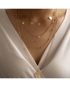 Ball Simple Multi-layer Five Star Round Neck Chain