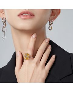 Cold Wind Three-color Bead Chain Crystal Luxury Ring