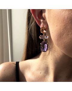 Celebrity Style Several Ear Studs Exaggerated Contrast Color Multi-faceted Earring