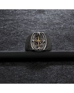Fashion Plating Gold Cross Men's Ring