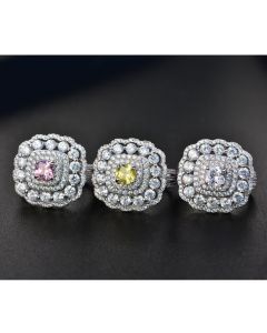 Large diamond ring double color zircon