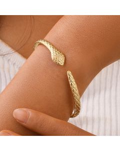 Engraved Snake Bracelet Stainless Steel Vacuum Gold Plating