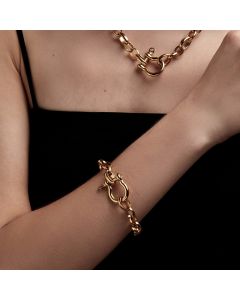 18K Titanium Steel European And American Design U-shaped Lock O Chain