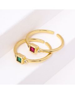 Simple Design Geometric Square Color Zirconium Copper Plating Niche Ring